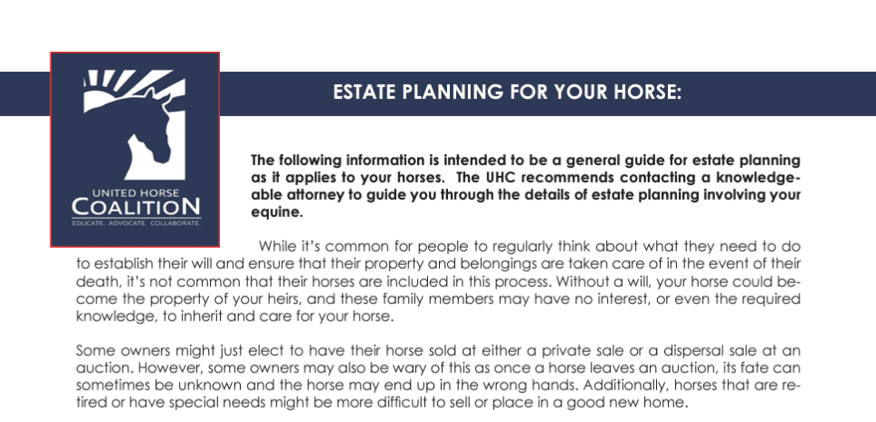 United Horse Coalition Horse Trust Resource
