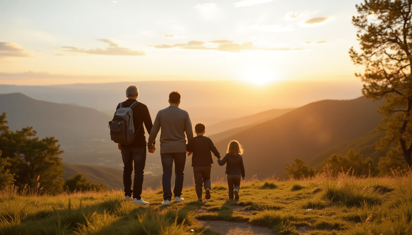 family on skyline drive overlook