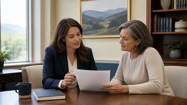 Virginia attorney reviewing financial power of attorney choices with a client.